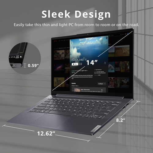 Refurbished - Lenovo IdeaPad Slim 7 14" FHD Laptop, Intel i7-1165G7, 512GB SSD, 8GB RAM, Intel Iris Xe Graphics, Backlit Keyboard, Win 10 Home, Slate