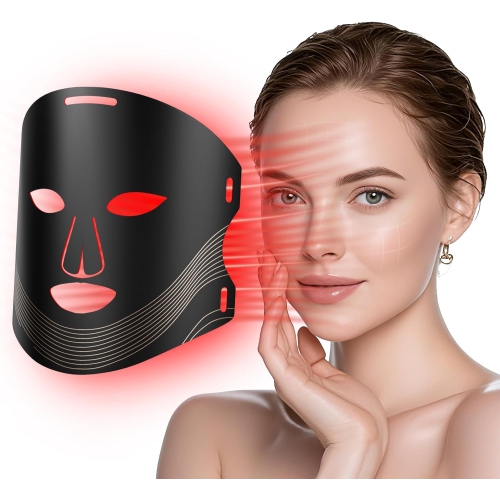 Red Light Therapy Mask for Face,Portable Led Face Mask Light Therapy with Remote,Near-Infrared 850nm Red Light Therapy Mask with Timing Function