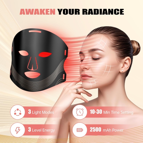 Red Light Therapy Mask for Face,Portable Led Face Mask Light Therapy with Remote,Near-Infrared 850nm Red Light Therapy Mask with Timing Function