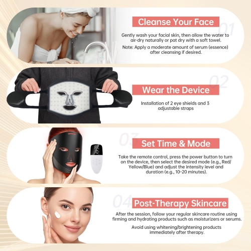 Red Light Therapy Mask for Face,Portable Led Face Mask Light Therapy with Remote,Near-Infrared 850nm Red Light Therapy Mask with Timing Function