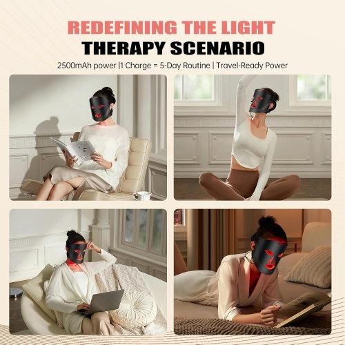Red Light Therapy Mask for Face,Portable Led Face Mask Light Therapy with Remote,Near-Infrared 850nm Red Light Therapy Mask with Timing Function