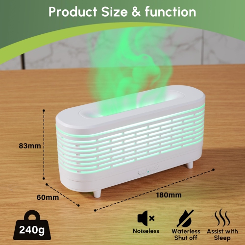 Flame Diffuser with 7 Colors Light, Simulated Flame Essential Oil Diffuser, 120ML Aromatherapy Diffuser for Home, Bedroom, Office