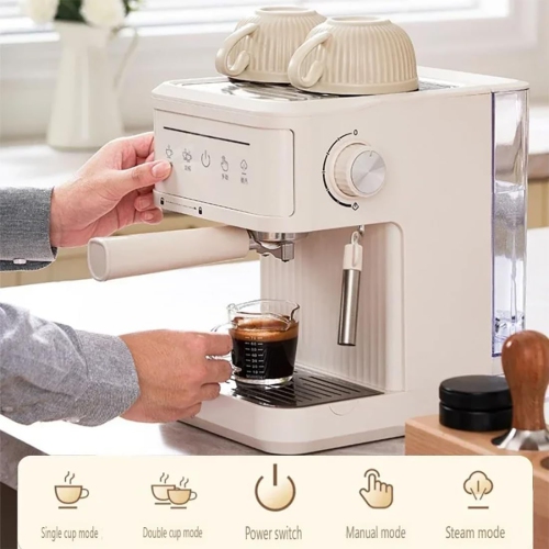 Automatic Concentrated Coffee Machine with Touch Display, Coffee Machine with Milk Frother, 15 Nal Pressure, 1.8 Liter, for Instant Coffee, Espresso,
