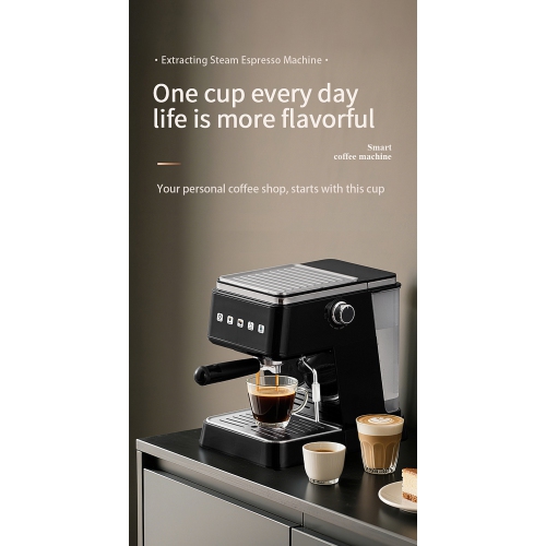 30‑Sec Heat‑Up 20 Bar Espresso Machine – 1.5 L Detachable Tank, Pressure Gauge, Multi‑Angle Steam Wand, High‑Precision Temp Sensor Black