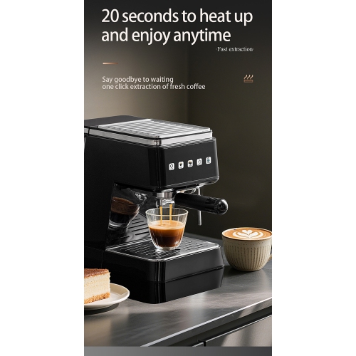 30‑Sec Heat‑Up 20 Bar Espresso Machine – 1.5 L Detachable Tank, Pressure Gauge, Multi‑Angle Steam Wand, High‑Precision Temp Sensor Black