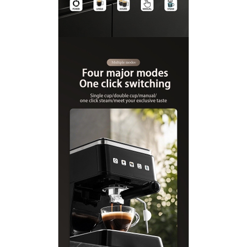 30‑Sec Heat‑Up 20 Bar Espresso Machine – 1.5 L Detachable Tank, Pressure Gauge, Multi‑Angle Steam Wand, High‑Precision Temp Sensor Black
