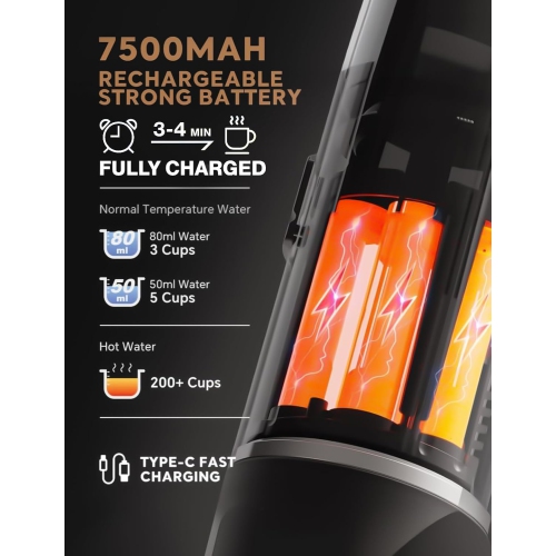 Portable Coffee Maker 19Bar Car Coffee Machine With Battery Fit For NS Capsule & Ground Coffee For Car, Travel, Office, Camping, Hiking Black