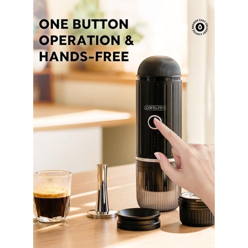 Portable Coffee Maker 19Bar Car Coffee Machine With Battery Fit For NS Capsule & Ground Coffee For Car, Travel, Office, Camping, Hiking Black