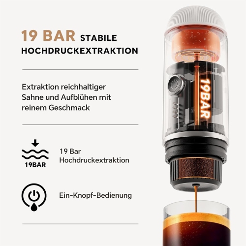 Portable Electric Espresso Coffee Maker, Travel Car Hiking, Fast self-heating 2 IN 1 Extraction System Espresso Machine, Support Ground Coffee and NS