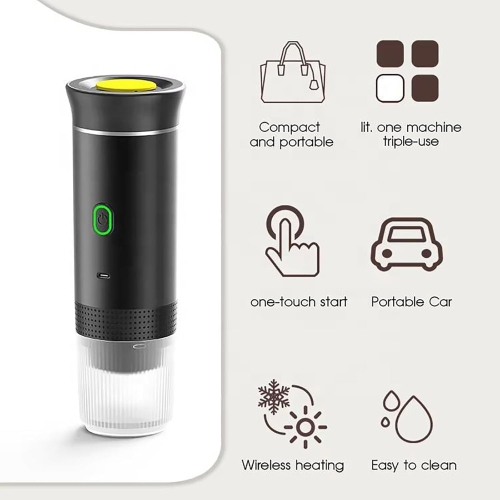 Portable Espresso Machine, Portable Coffee Maker for Travel, Rechargeable Car Coffee Maker Self-Heating/Cold Brew