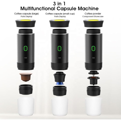 Portable Espresso Machine, Portable Coffee Maker for Travel, Rechargeable Car Coffee Maker Self-Heating/Cold Brew