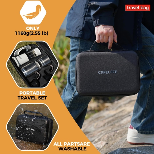 Manual Portable Coffee Maker Set with Milk Frother Cup &Carry Bag, Hand Press Espresso Machine Compatible with Nes Original Capsule/Ground for