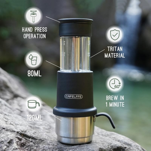 Manual Portable Coffee Maker Set with Milk Frother Cup &Carry Bag, Hand Press Espresso Machine Compatible with Nes Original Capsule/Ground for