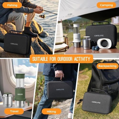 Manual Portable Coffee Maker Set with Milk Frother Cup &Carry Bag, Hand Press Espresso Machine Compatible with Nes Original Capsule/Ground for