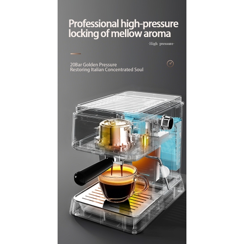 30‑Sec Heat‑Up 20 Bar Espresso Machine – 1.5 L Detachable Tank, Pressure Gauge, Multi‑Angle Steam Wand, High‑Precision Temp Sensor White