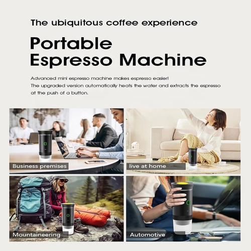 Portable Espresso Machine, Portable Coffee Maker for Travel, Rechargeable Car Coffee Maker Self-Heating/Cold Brew