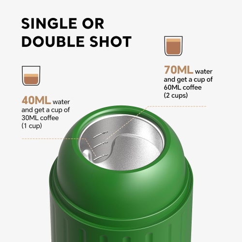 Portable Electric Espresso Coffee Maker, Travel Car Hiking, Fast self-heating 2 IN 1 Extraction System Espresso Machine, Support Ground Coffee and NS