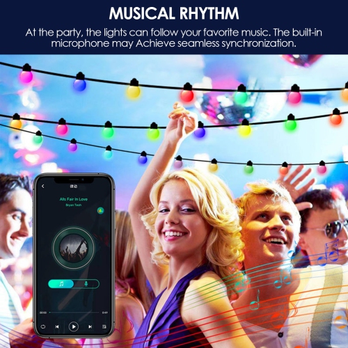 Smart Garden Decorative Light Strip, 32ft Programmable Light String with Remote Control, App Control, USB Powered, Suitable for Camping, Birthday,