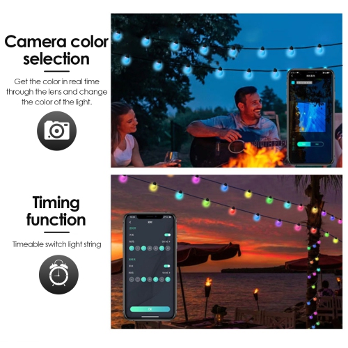 Smart Garden Decorative Light Strip, 32ft Programmable Light String with Remote Control, App Control, USB Powered, Suitable for Camping, Birthday,