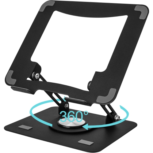 Laptop stand, foldable, 360° rotation, laptop stand, iPad stand, angle/height stepless adjustment, ergonomic, stable, heat dissipation - black