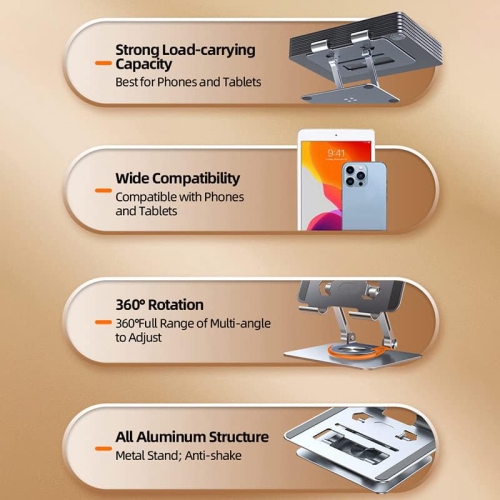 Tablet stand desktop computer foldable lightweight stand height/angle adjustable improve posture back pain/eliminate hunchback non-slip aluminum
