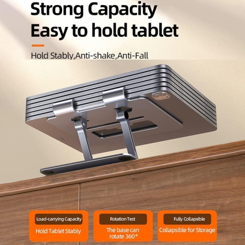 Tablet stand desktop computer foldable lightweight stand height/angle adjustable improve posture back pain/eliminate hunchback non-slip aluminum