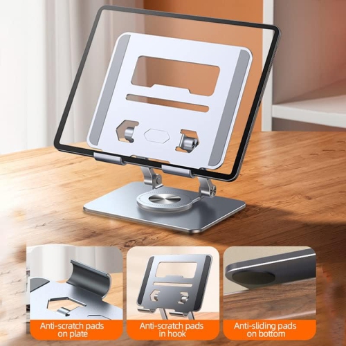 Tablet stand desktop computer foldable lightweight stand height/angle adjustable improve posture back pain/eliminate hunchback non-slip aluminum