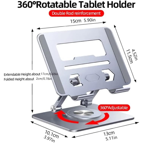 Tablet stand desktop computer foldable lightweight stand height/angle adjustable improve posture back pain/eliminate hunchback non-slip aluminum