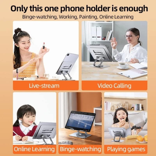 Tablet stand desktop computer foldable lightweight stand height/angle adjustable improve posture back pain/eliminate hunchback non-slip aluminum