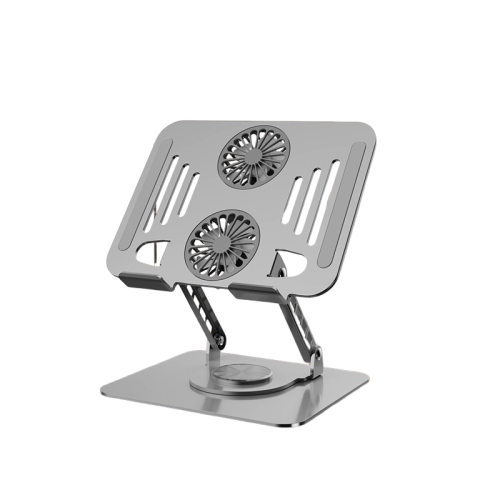 Laptop stand with cooling fan | 360° rotation | Tablet stand | Cooler for 12" laptops - silver