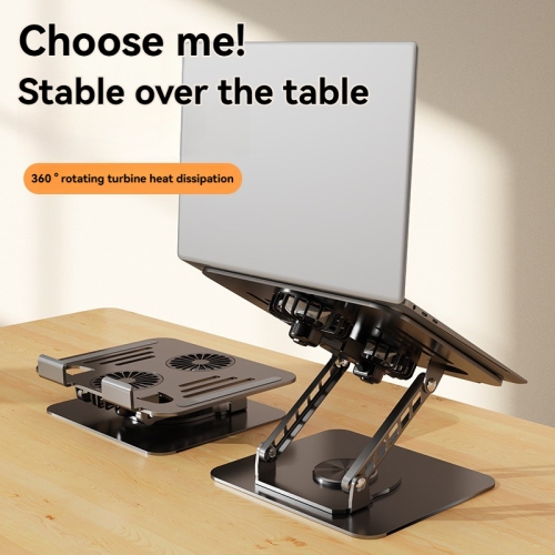 Laptop stand with cooling fan | 360° rotation | Tablet stand | Cooler for 12" laptops - silver