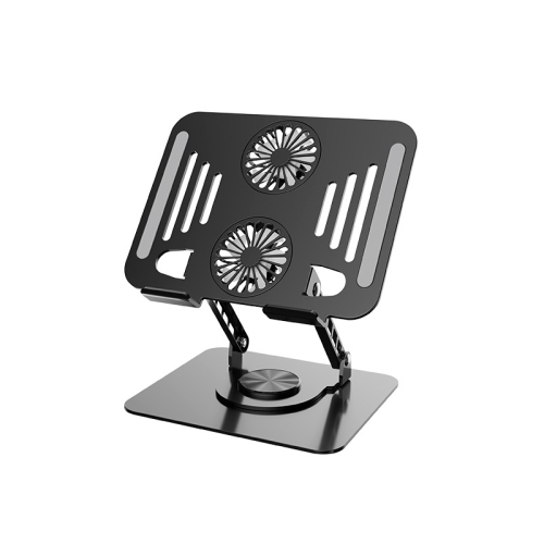 Laptop stand with cooling fan | 360° rotation | Tablet stand | Cooler for 12" laptops - black