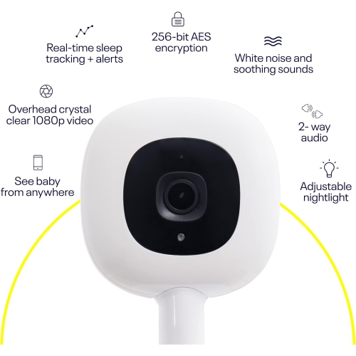 Nanit Pro Smart Baby Monitor & Wall Mount – 1080p Secure Wi-Fi Video Camera, Sensor-Free Sleep & Breathing Motion Tracker, 2-Way Audio