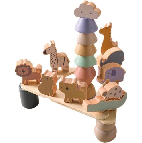 GREEN SCENIC  Wooden Animal Stacking Toys - Balancing Block Set for Toddlers - Educational Blocks to Develop Fine Motor Skills And Creativity - Wooden
