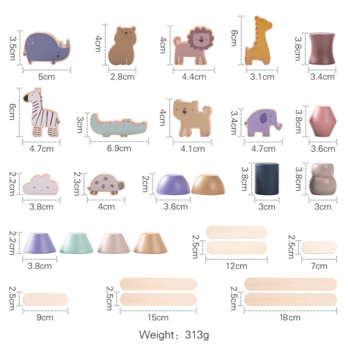 Wooden Animal Stacking Toys - Balancing Block Set for Toddlers - Educational Blocks to Develop Fine Motor Skills and Creativity - Wooden Block Game