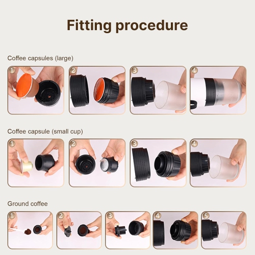 Cafetière portative pour les voyages en voiture Cafetière électrique sans fil 3-en-1 fonctionne avec les capsules et le café moulu 15 petites