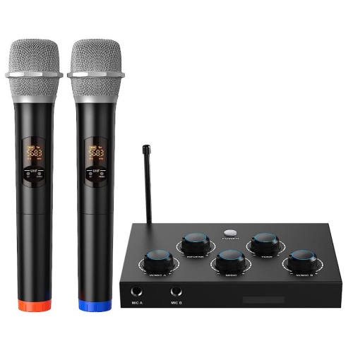 Open Box - DigitNow Portable Karaoke Microphone Mixer System Set, with Dual UHF Wireless Mic, HDMI-ARC/Optical/AUX & HDMI in/Out
