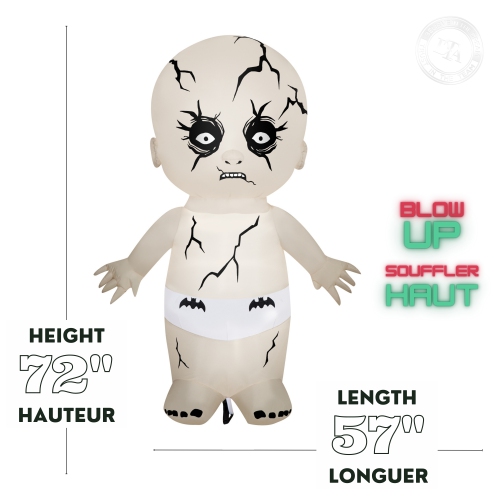 Poupée Zombie gonflable à tête d'Halloween animée Airblown MD de GEMMY INDUSTRIES - Grand - 72 x 57&nbsp;po