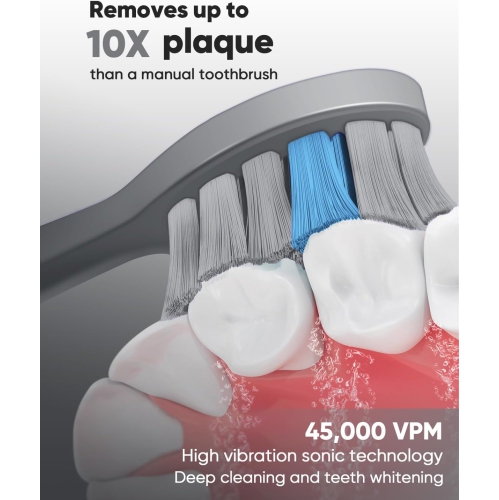 MySmile DY156 Sonic Electric Toothbrush for Adults, Rechargeable Battery Toothbrush Portable with 3 Brush Heads, 2 Mins 5 Modes Smart Timer,