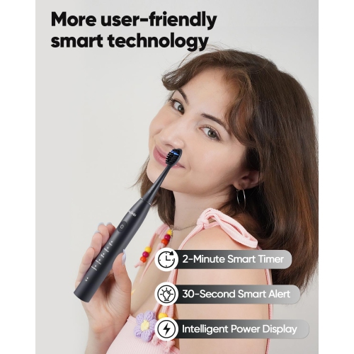 MySmile DY156 Sonic Electric Toothbrush for Adults, Rechargeable Battery Toothbrush Portable with 3 Brush Heads, 2 Mins 5 Modes Smart Timer,