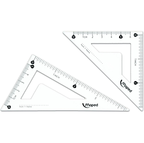 Maped Study Geometry 10 Piece Set, includes: 2 Metal Study Compasses, 2 Triangles, 6" Ruler, 4" Protractor, Pencil for Compass, Pencil Sharpener,