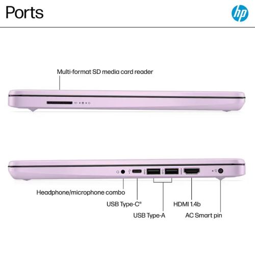 HP 14" Laptop, Intel Processor N150, 4GB Memory 128GB UFS, Microsoft Copilot, Windows 11 Home in S Mode, Wi-Fi 6, Lightweight, Honey Lavender