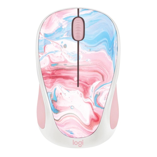 Remis à neuf Souris ambidextre sans fil à 3 boutons édition limitée M317c Design Collection de Logitech avec motifs colorés - Cotton Candy
