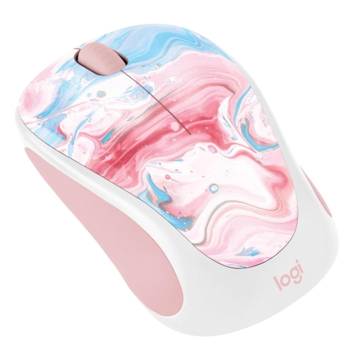 Remis à neuf Souris ambidextre sans fil à 3 boutons édition limitée M317c Design Collection de Logitech avec motifs colorés - Cotton Candy