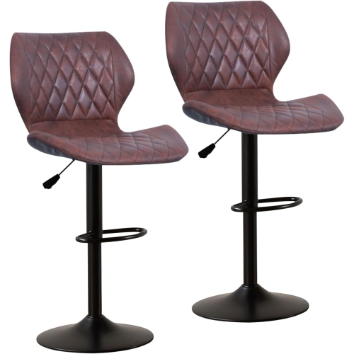 YIVKE  Bar Stools Set Of 2, Swivel Barstools for Kitchen, Adjustable Pu Leather Bar Chairs, Modern Armless Kitchen Island Stool, Height Adjustable
