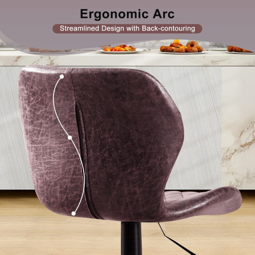 Bar Stools Set of 2, Swivel BarStools for Kitchen, Adjustable PU Leather Bar Chairs, Modern Armless Kitchen Island Stool, Height Adjustable Counter