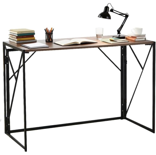 YIVKE  Folding Computer Desk, 100 X 50 X 75 Cm, Space-Saving Study Table, Portable Home Office Desk With Steel Frame