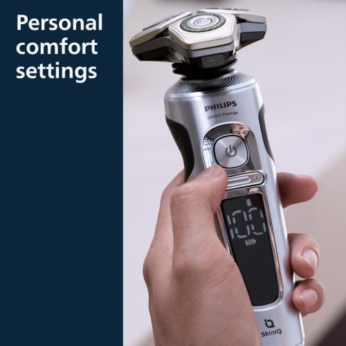 Rasoir électrique Philips série 9000 Prestige, humide et sec avec technologie SkinIQ et revêtement Hydro SkinGlide, noir gris, 9871/13