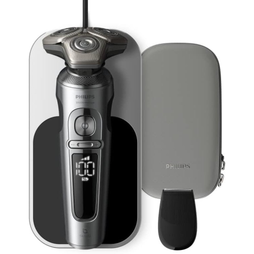 Rasoir électrique Philips série 9000 Prestige, humide et sec avec technologie SkinIQ et revêtement Hydro SkinGlide, noir gris, 9871/13