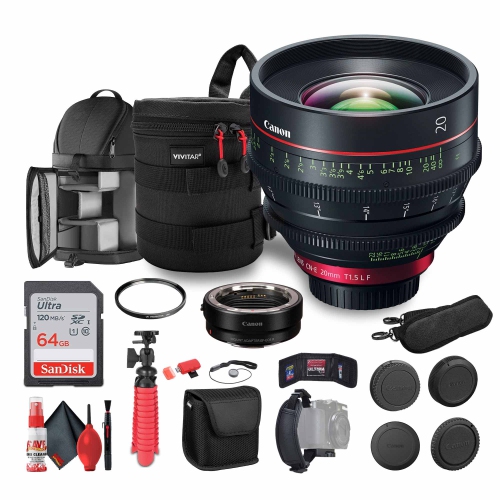 Canon CN-E 20mm T1.5 L F Cinema Lens + Mount Adapter EF-EOS R + More Bundle